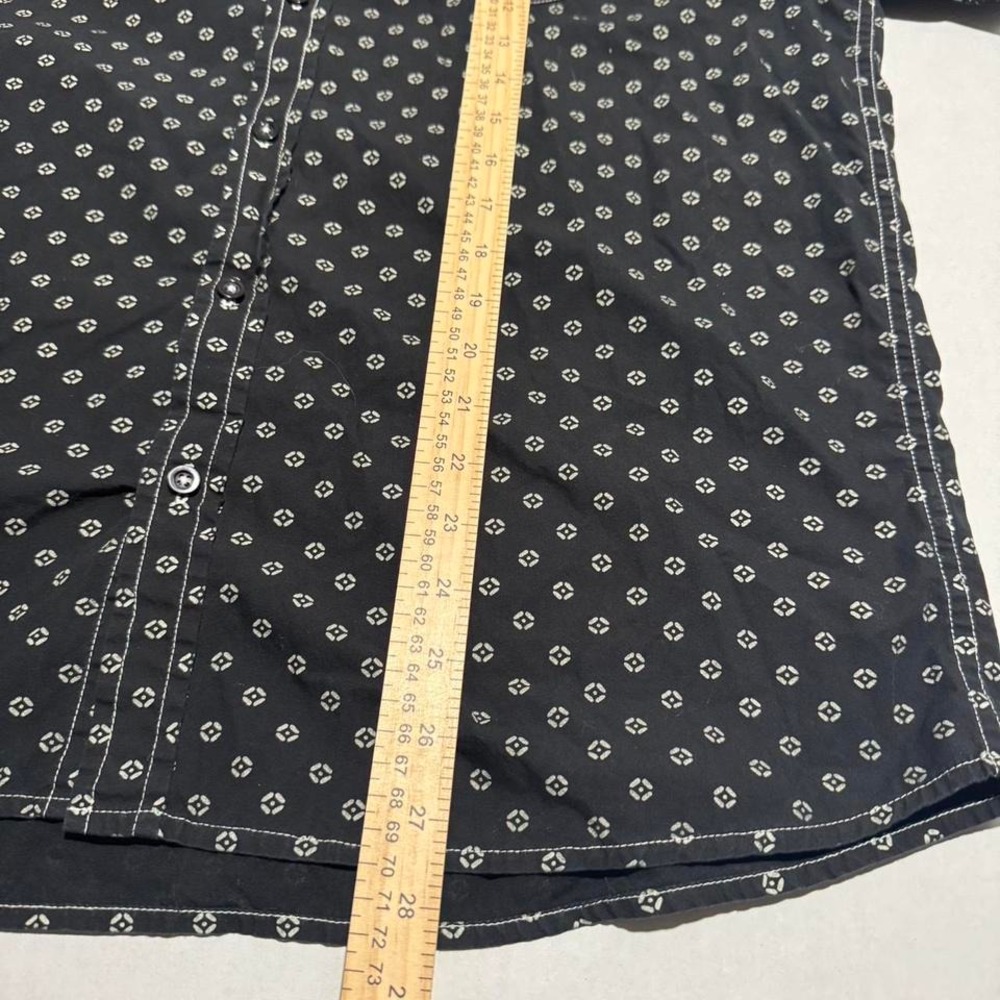 Alpha Beta Men's SS Button Up Dress Shirt, Black w/Grey Design, Large - Picture 2 of 5